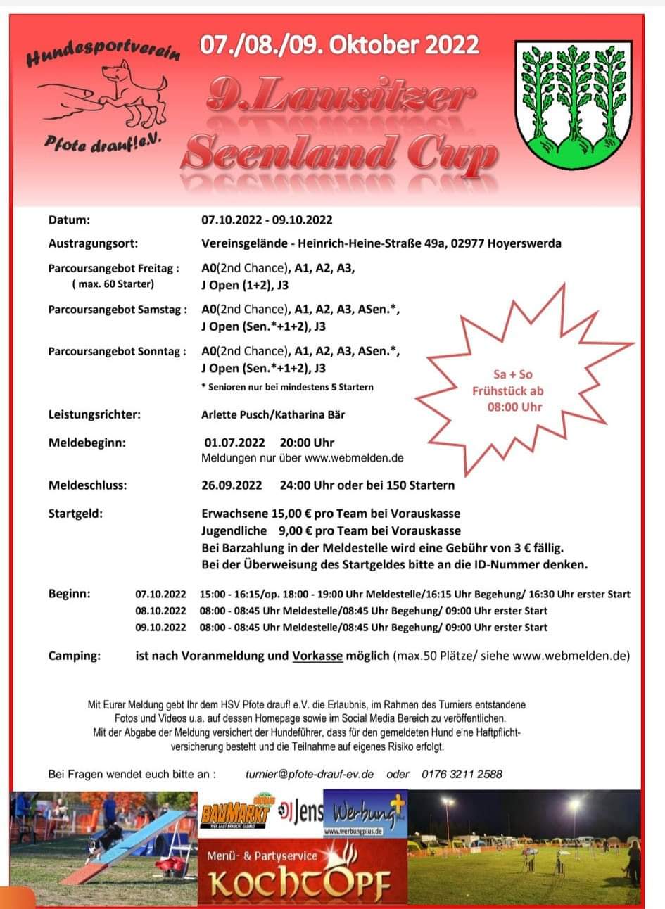 Ausschreibung Agi Seenland Cup 2022